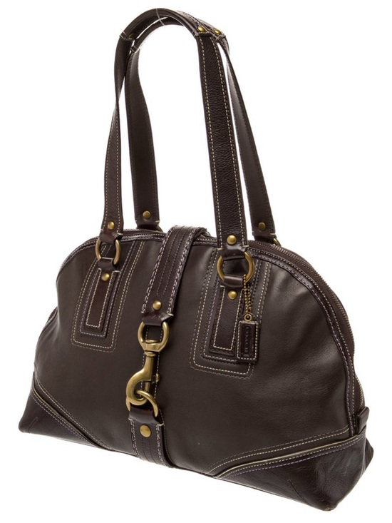 Coach Handbags - Coach Dark Brown Leather Shoulder Bag with Brass Hardware